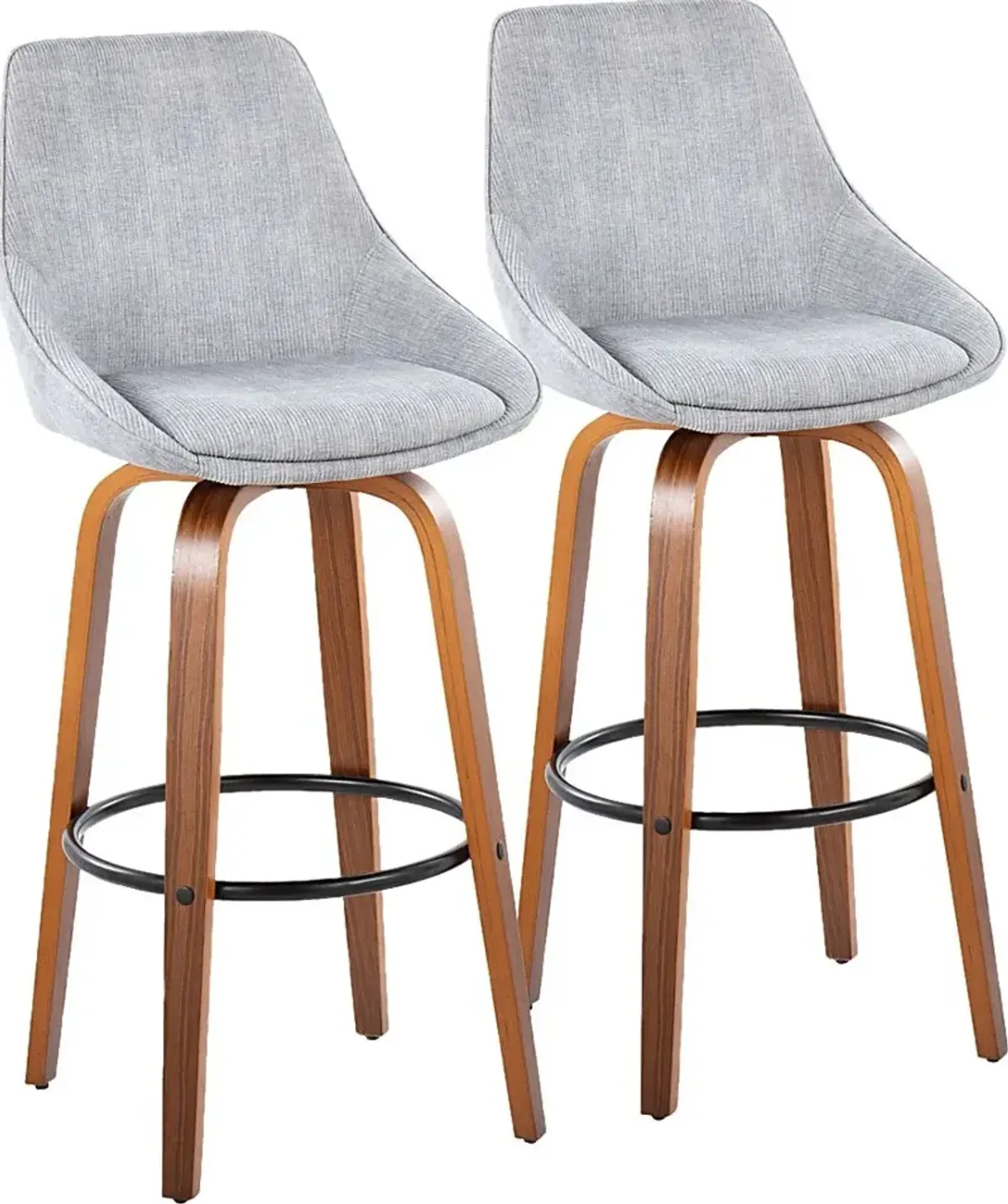 Dellrey II Gray Swivel Barstool, Set of 2