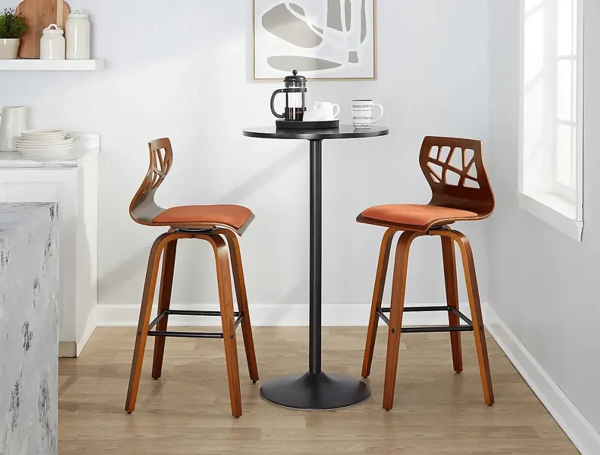 Watsonia II Orange Swivel Barstool, Set of 2