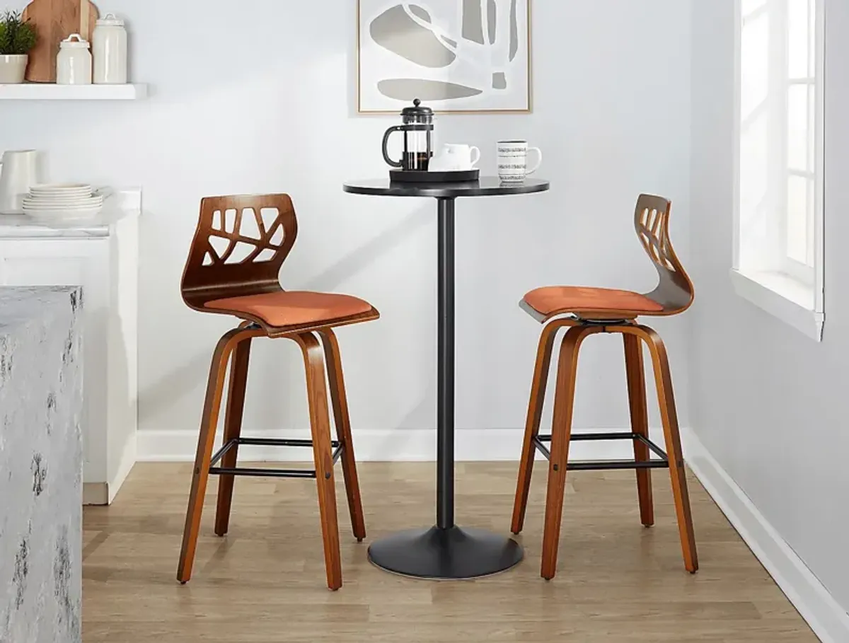 Watsonia II Orange Swivel Barstool, Set of 2