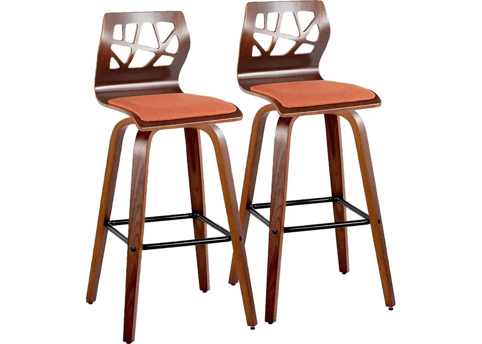 Watsonia II Orange Swivel Barstool, Set of 2