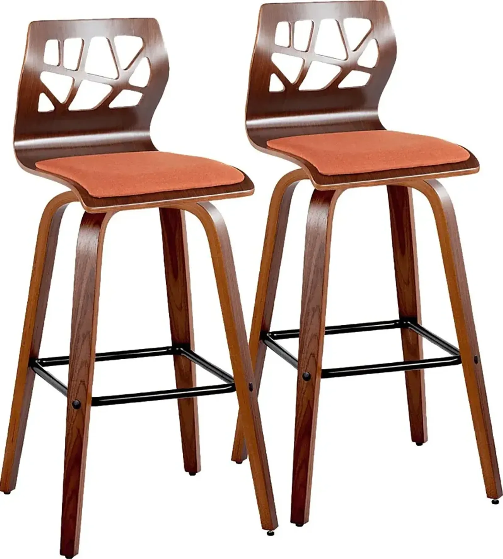 Watsonia II Orange Swivel Barstool, Set of 2