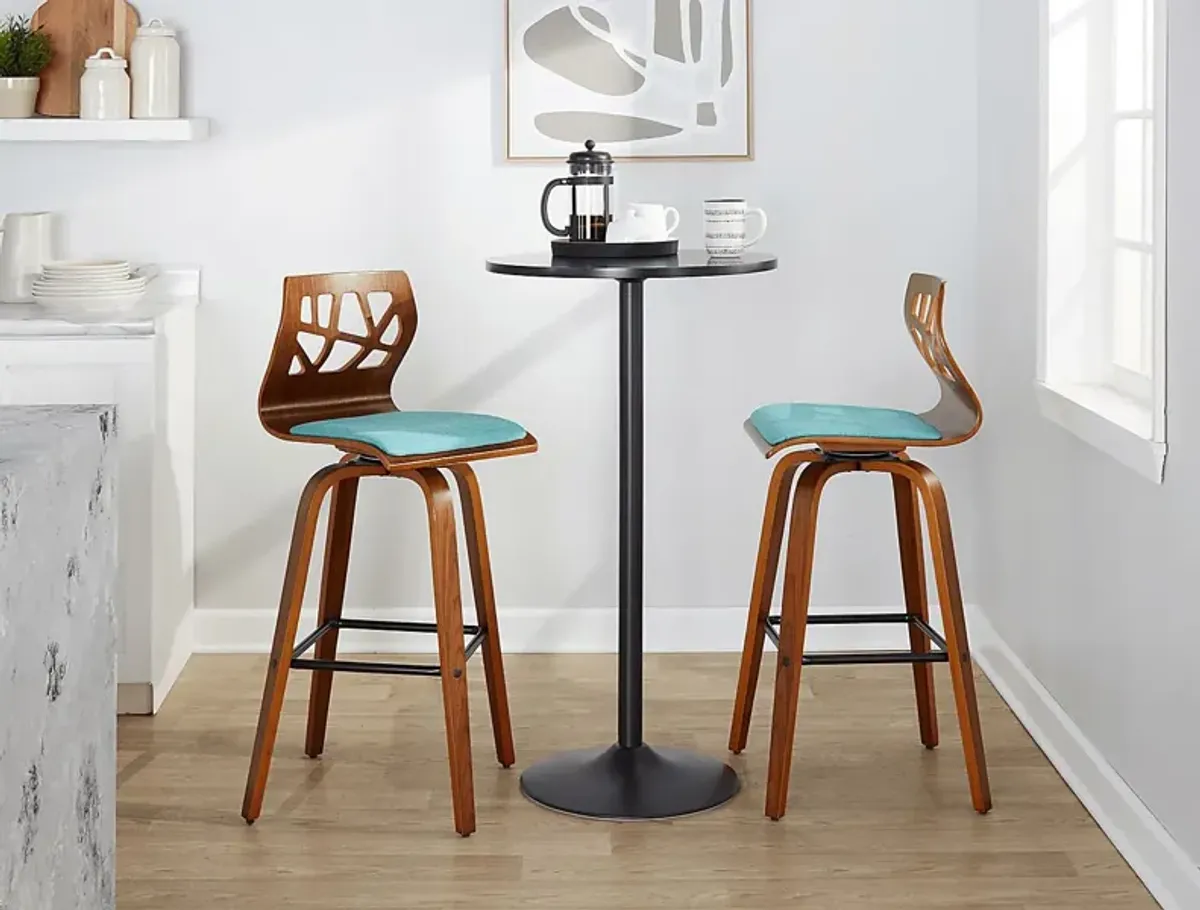 Watsonia II Teal Swivel Barstool, Set of 2