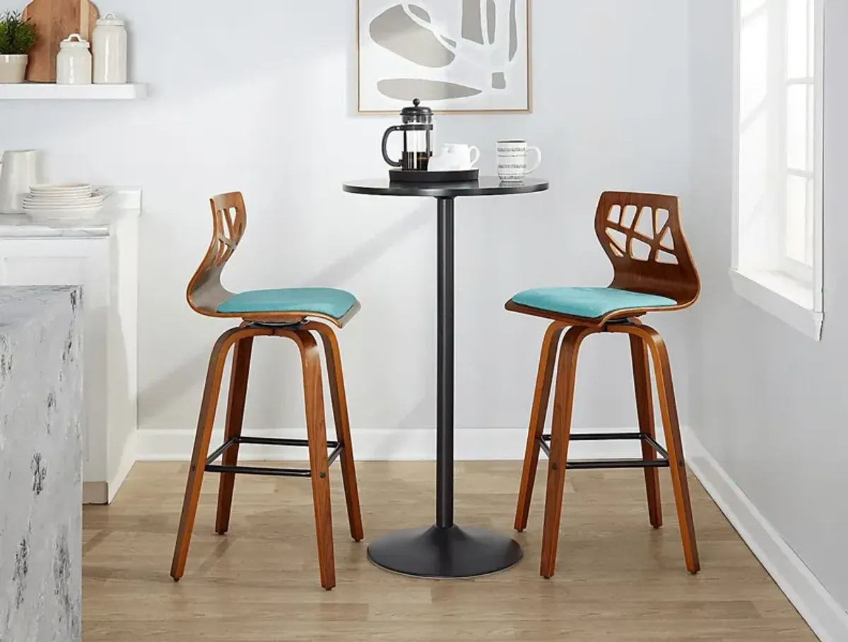 Watsonia II Teal Swivel Barstool, Set of 2