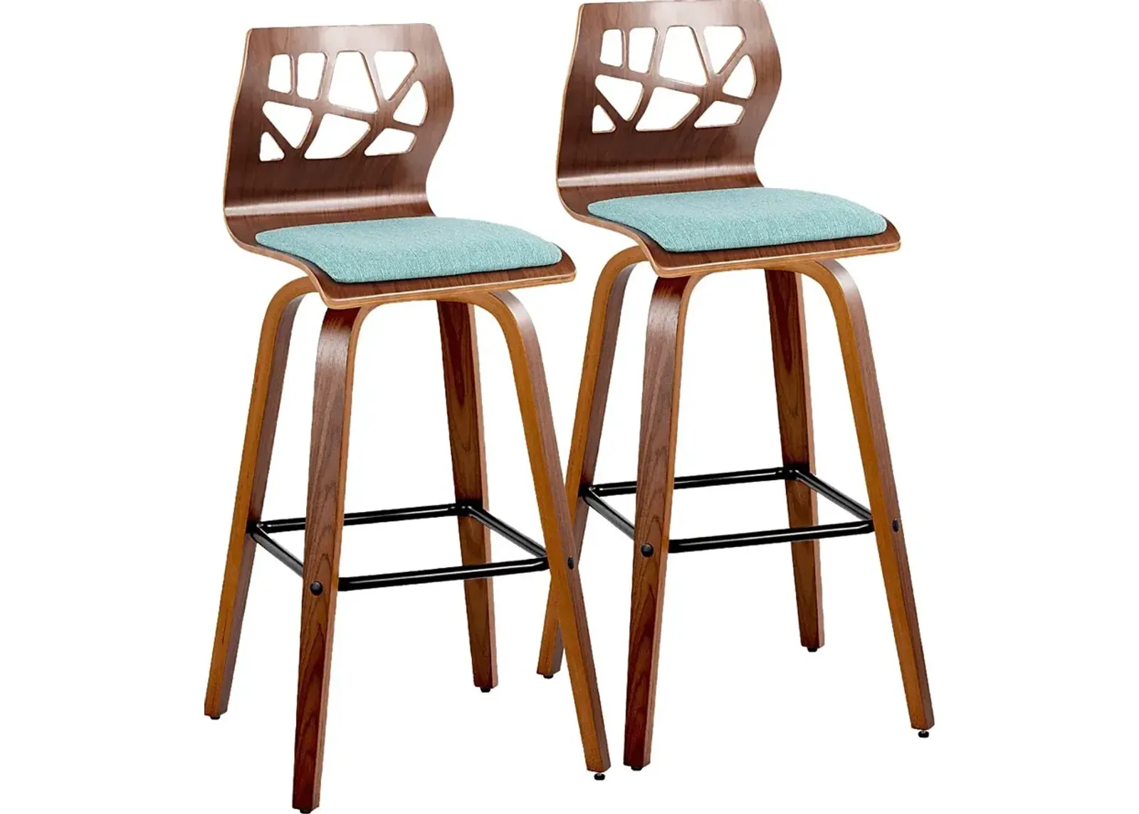 Watsonia II Teal Swivel Barstool, Set of 2