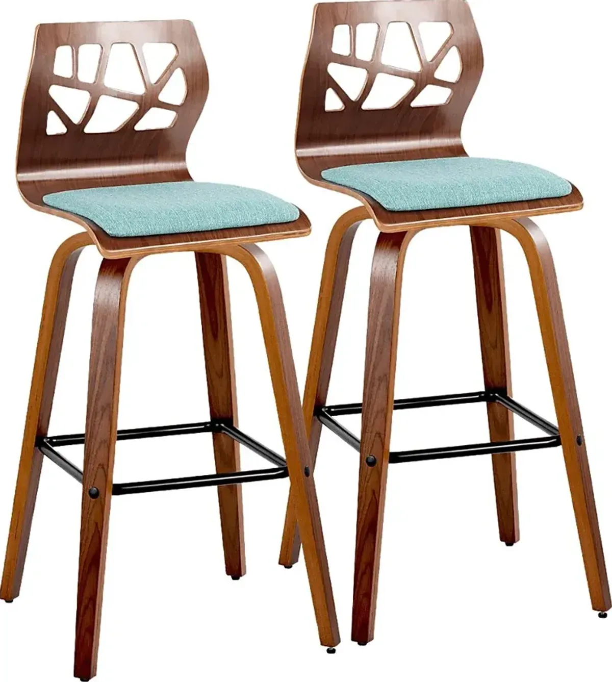 Watsonia II Teal Swivel Barstool, Set of 2