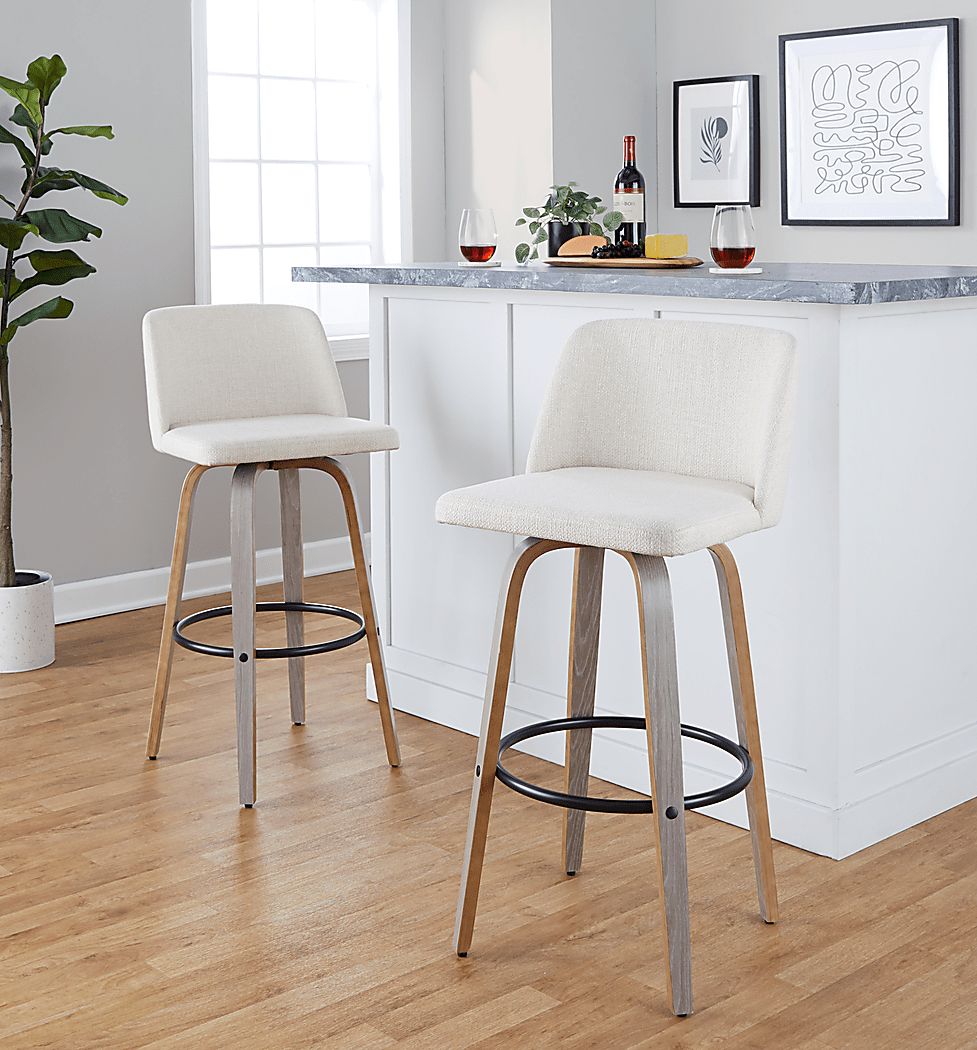 Wymering III Cream Swivel Barstool, Set of 2