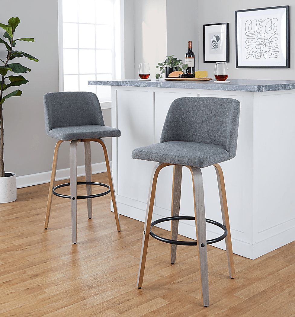 Wymering III Light Gray Swivel Barstool, Set of 2