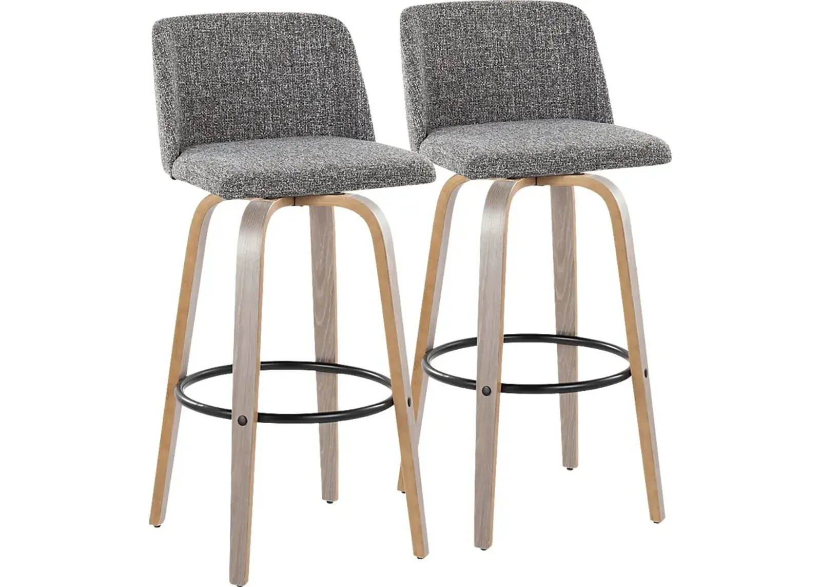 Wymering III Light Gray Swivel Barstool, Set of 2