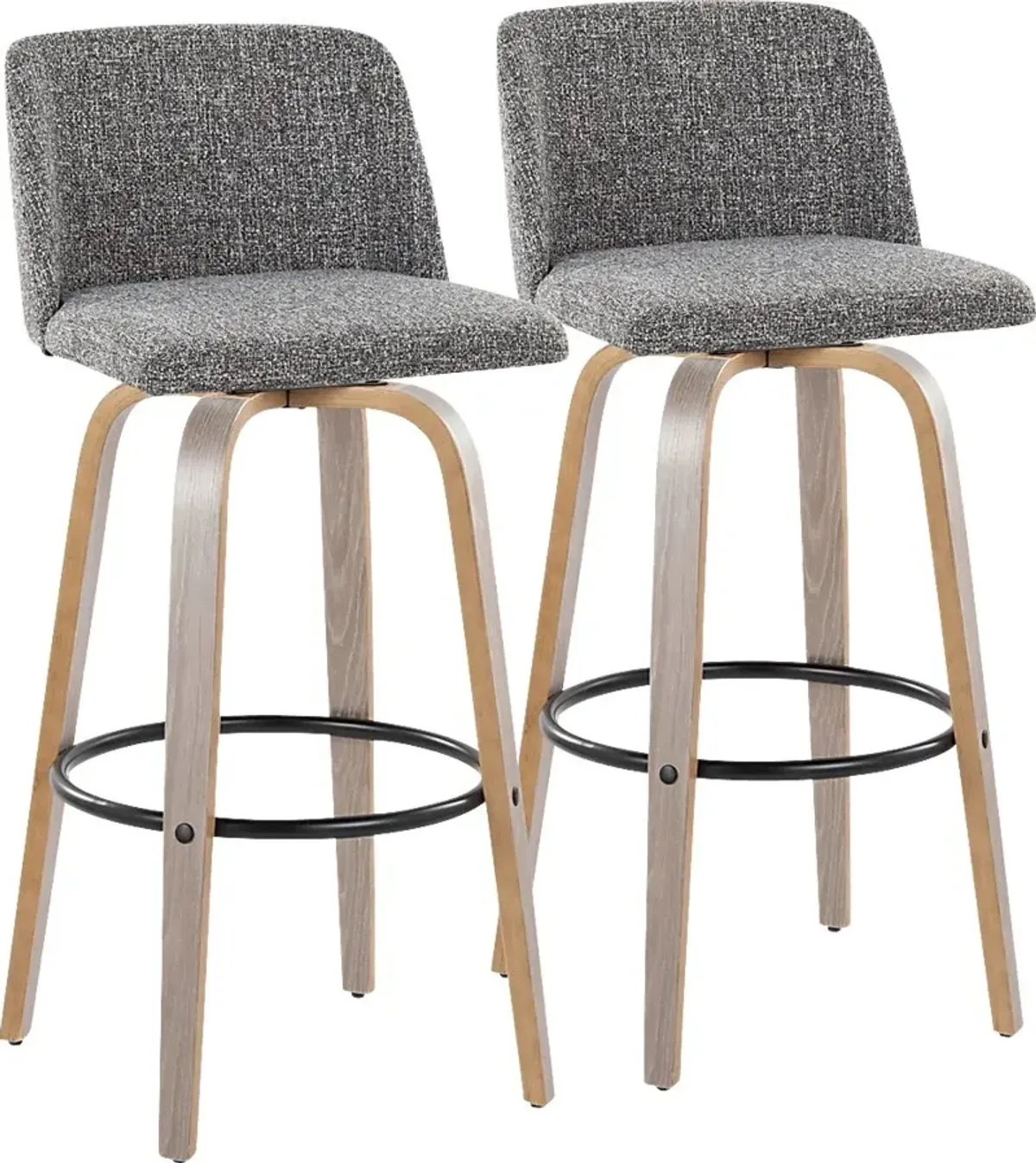 Wymering III Light Gray Swivel Barstool, Set of 2