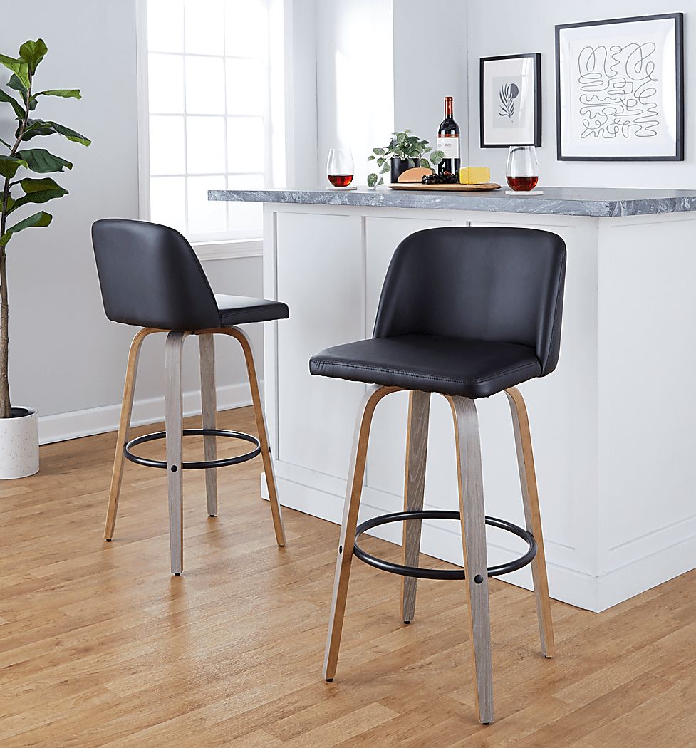 Wymering III Black Swivel Barstool, Set of 2