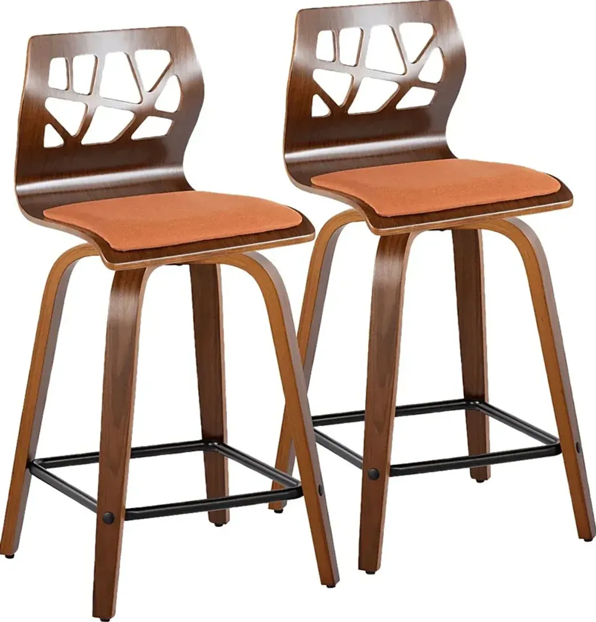 Watsonia II Orange Swivel Counter Height Stool, Set of 2