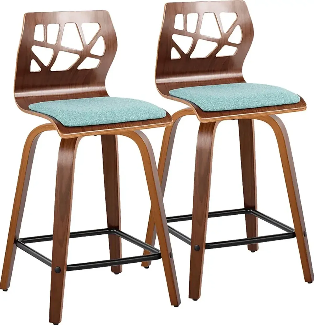 Watsonia II Teal Swivel Counter Height Stool, Set of 2