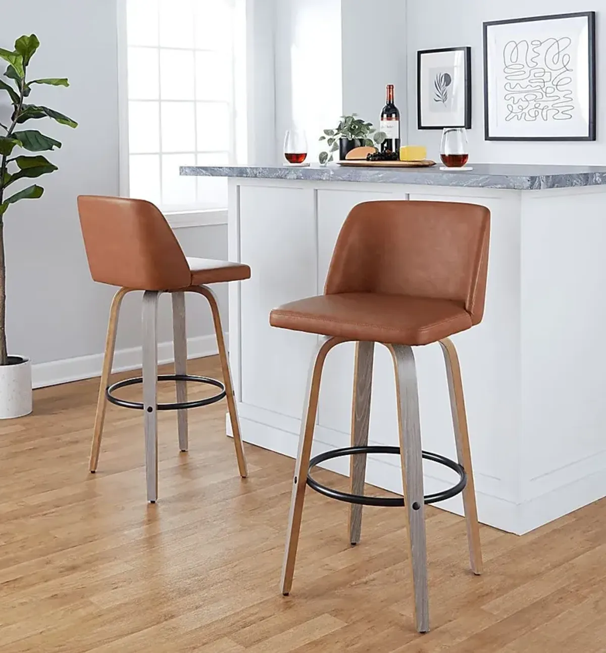 Wymering III Camel Swivel Barstool, Set of 2