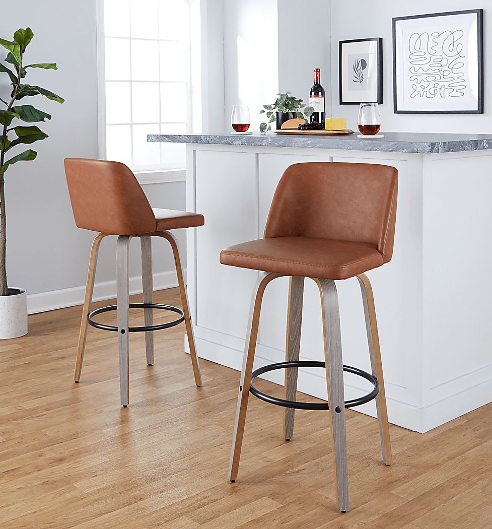 Wymering III Camel Swivel Barstool, Set of 2