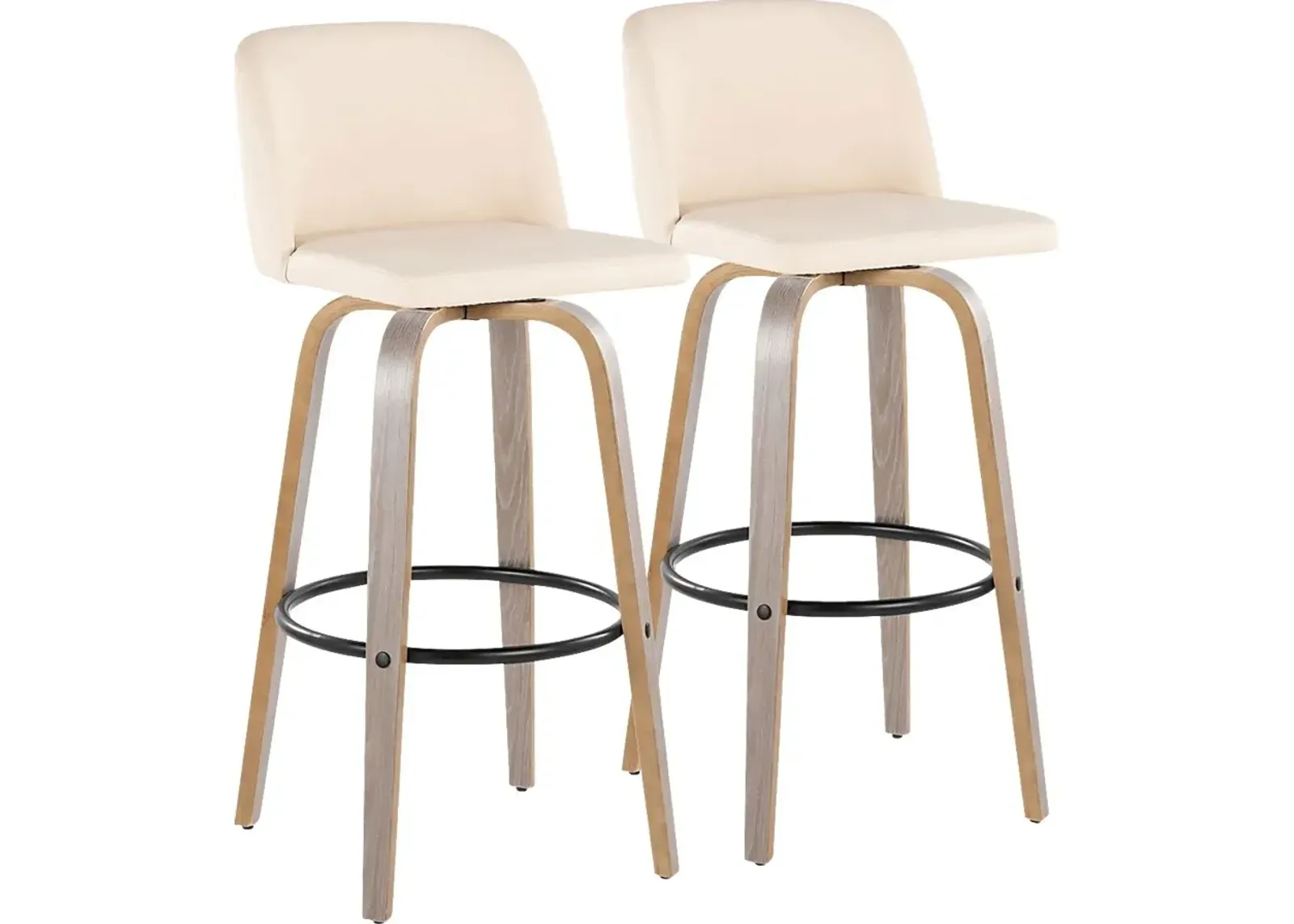 Wymering III Cream Polyurethane Swivel Barstool, Set of 2