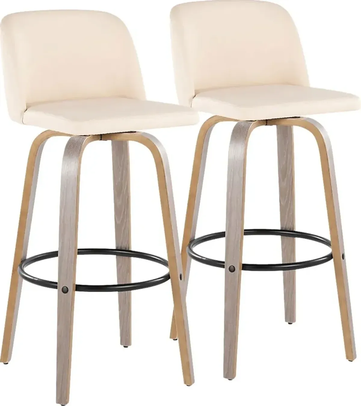 Wymering III Cream Polyurethane Swivel Barstool, Set of 2