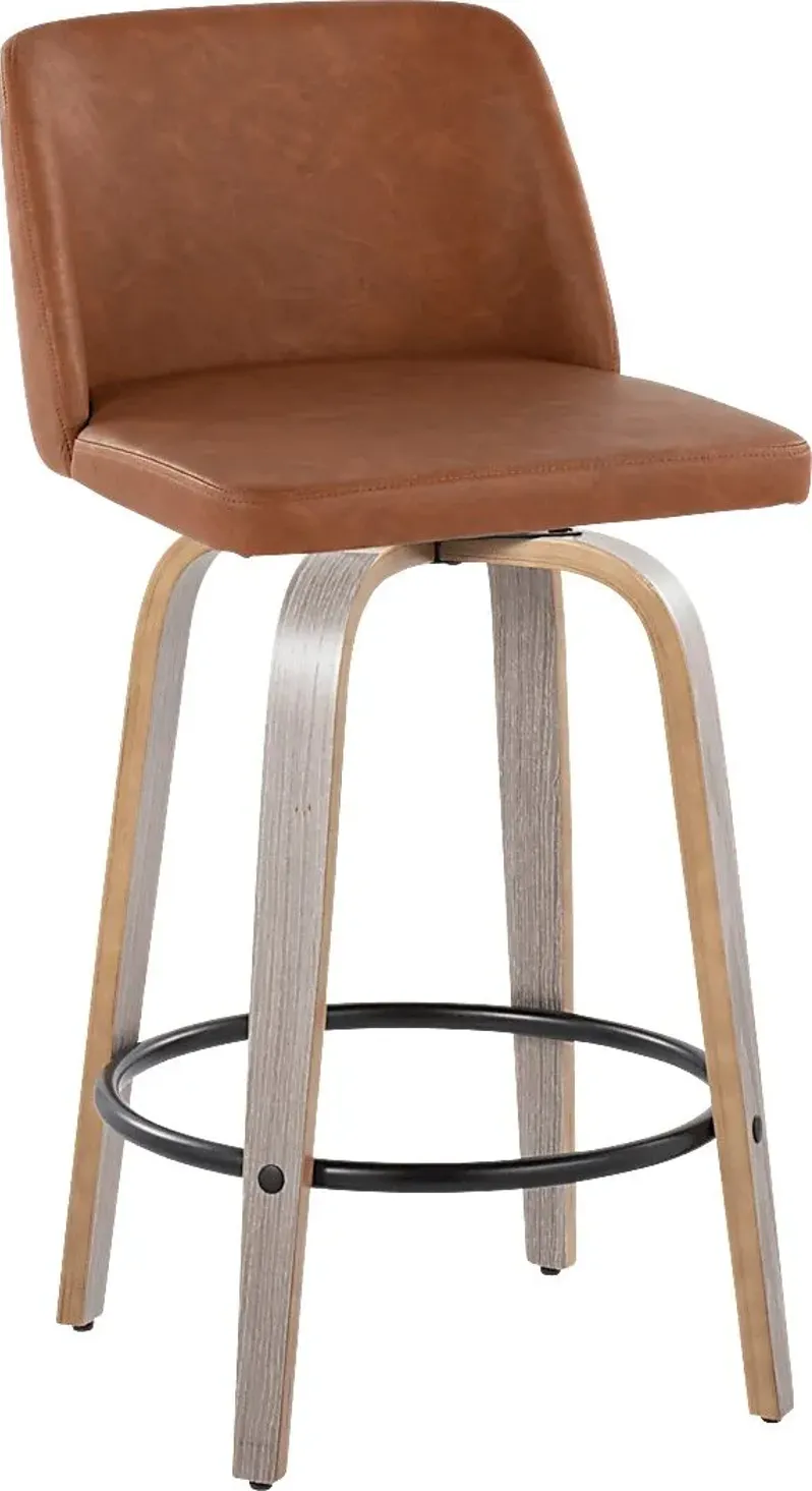 Wymering III Camel Swivel Counter Height Stool, Set of 2