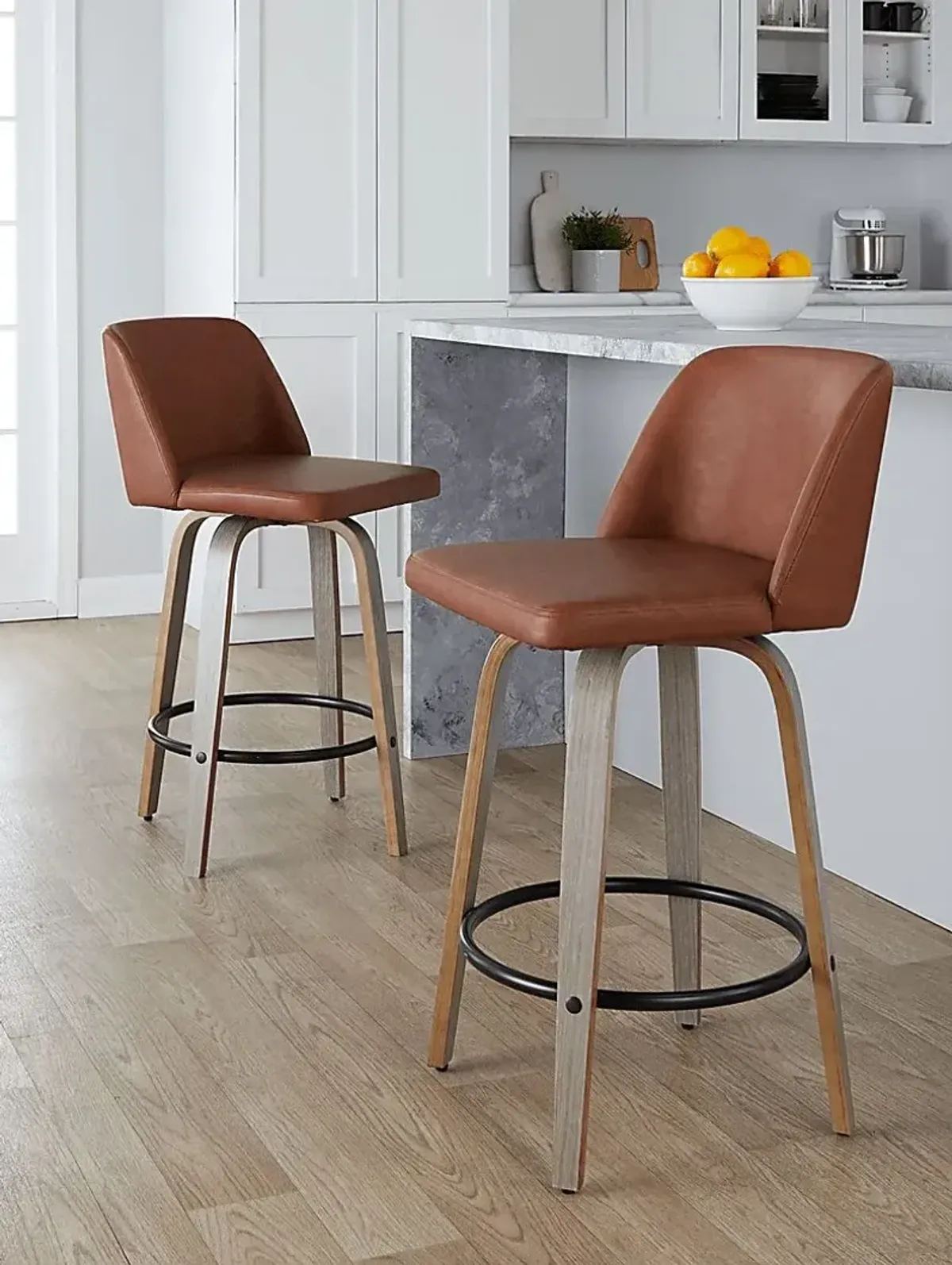 Wymering III Camel Swivel Counter Height Stool, Set of 2