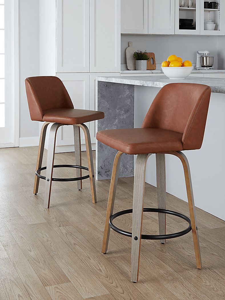 Wymering III Camel Swivel Counter Height Stool, Set of 2