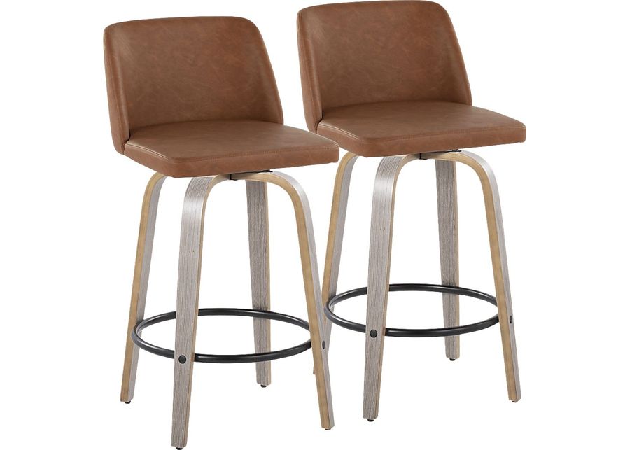 Wymering III Camel Swivel Counter Height Stool, Set of 2