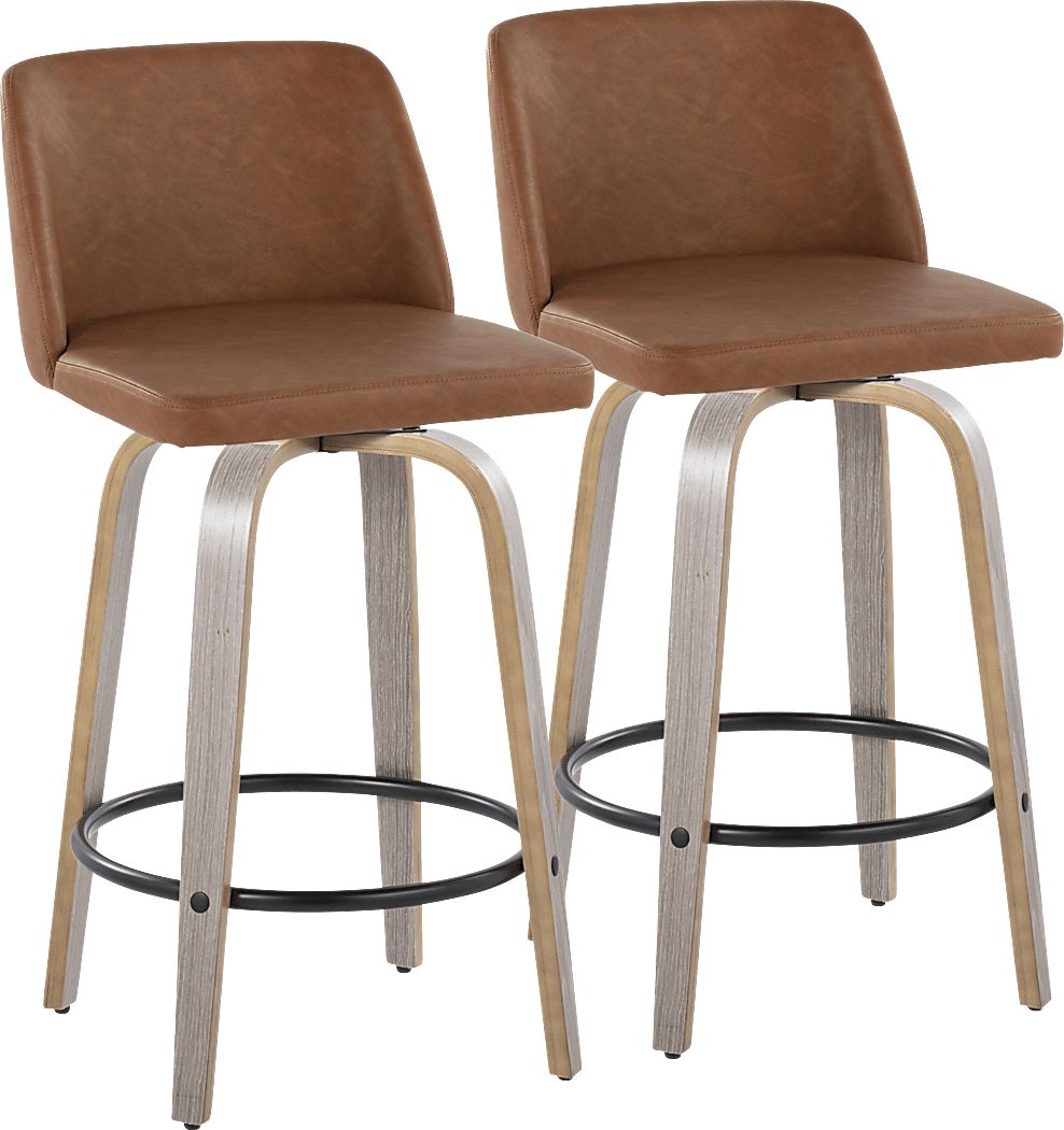 Wymering III Camel Swivel Counter Height Stool, Set of 2