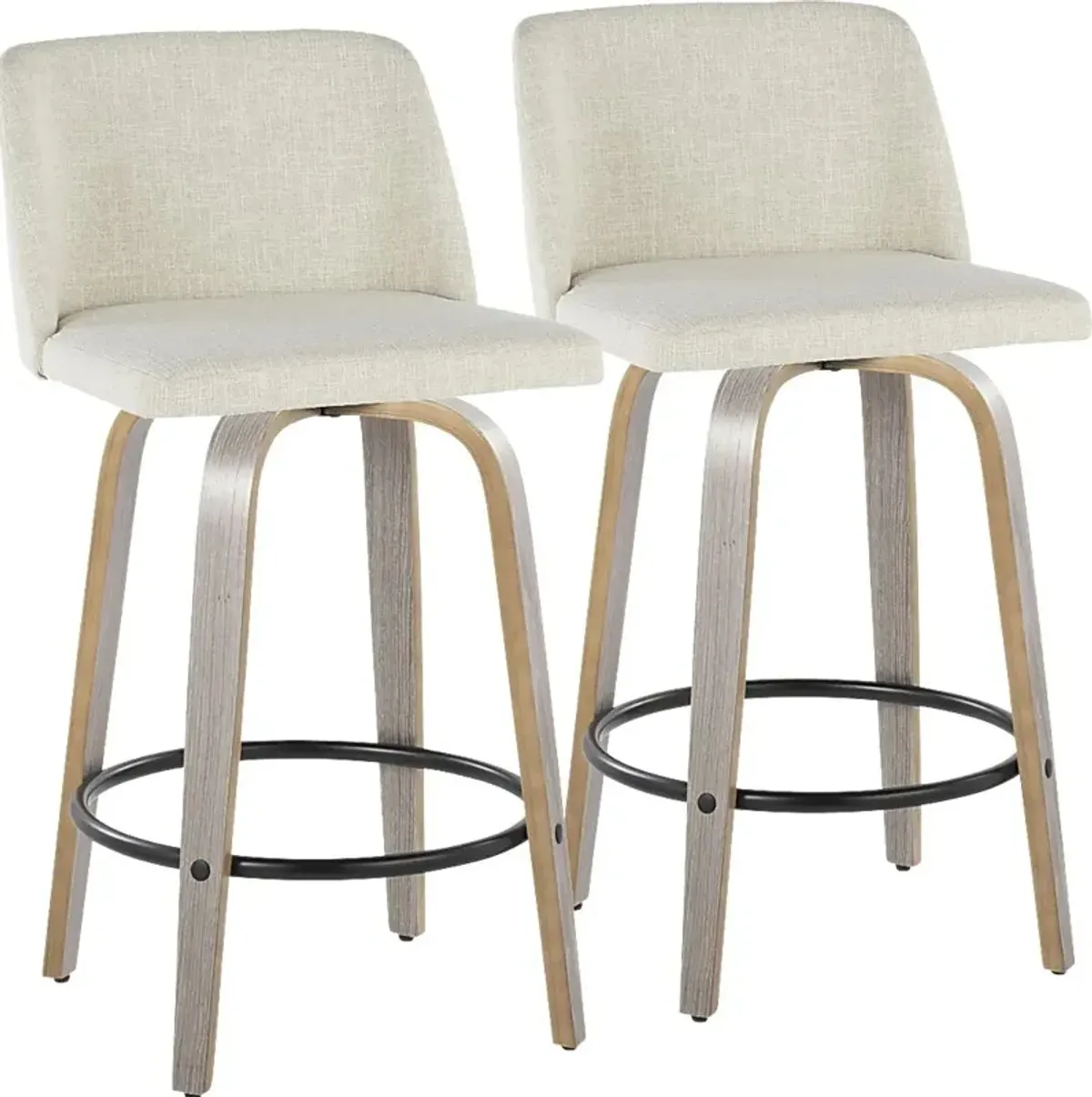 Wymering III Beige Swivel Counter Height Stool, Set of 2