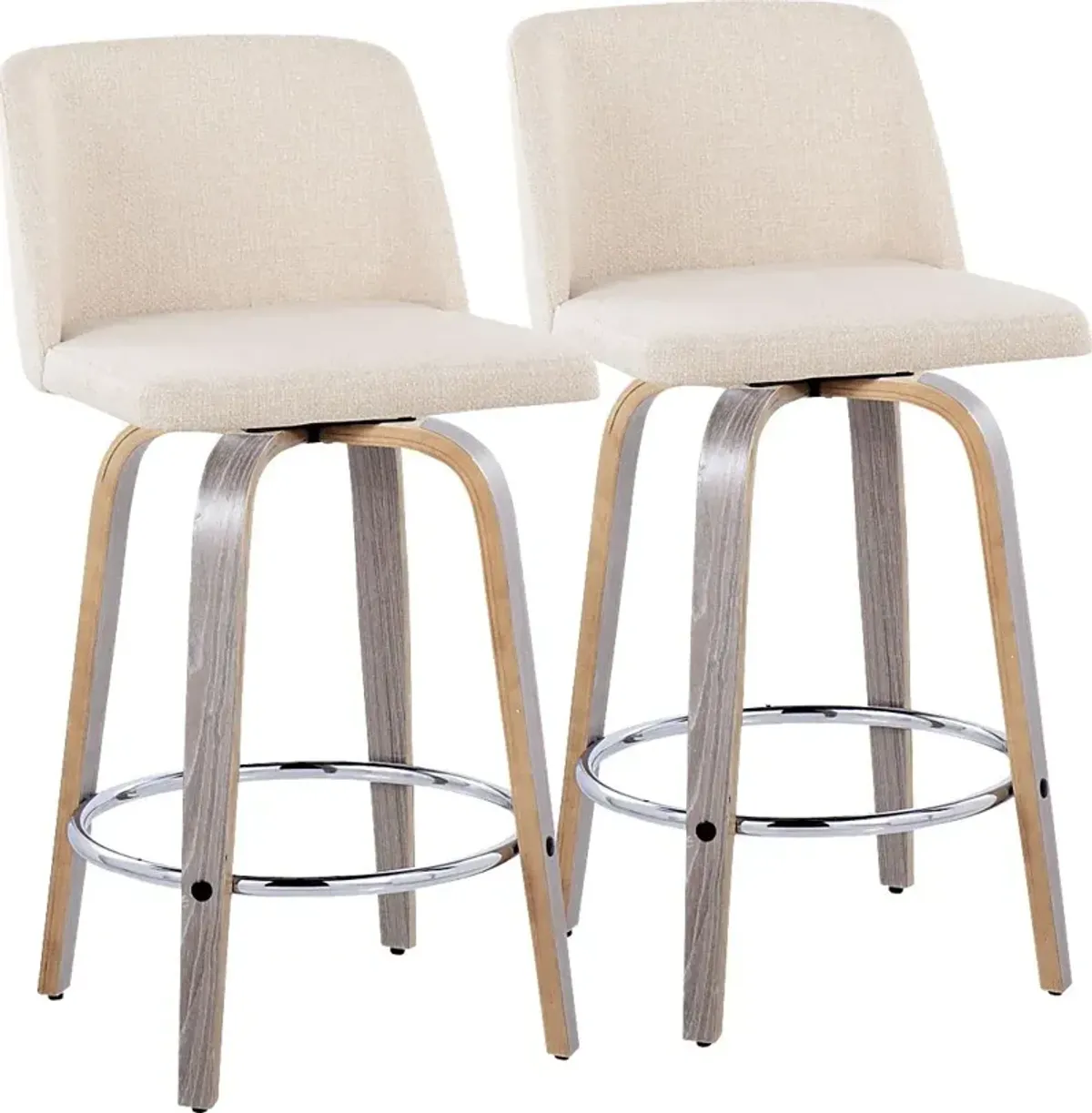 Wymering IV Cream Swivel Counter Height Stool, Set of 2