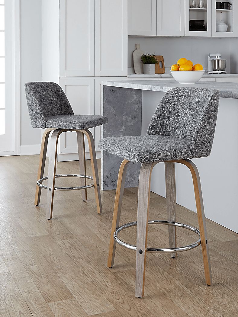 Wymering IV Gray Swivel Counter Height Stool, Set of 2