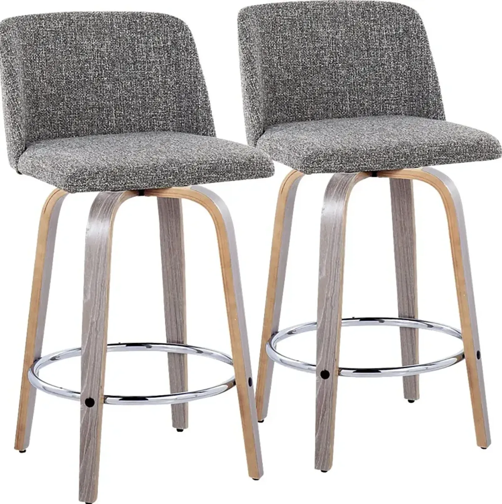 Wymering IV Gray Swivel Counter Height Stool, Set of 2