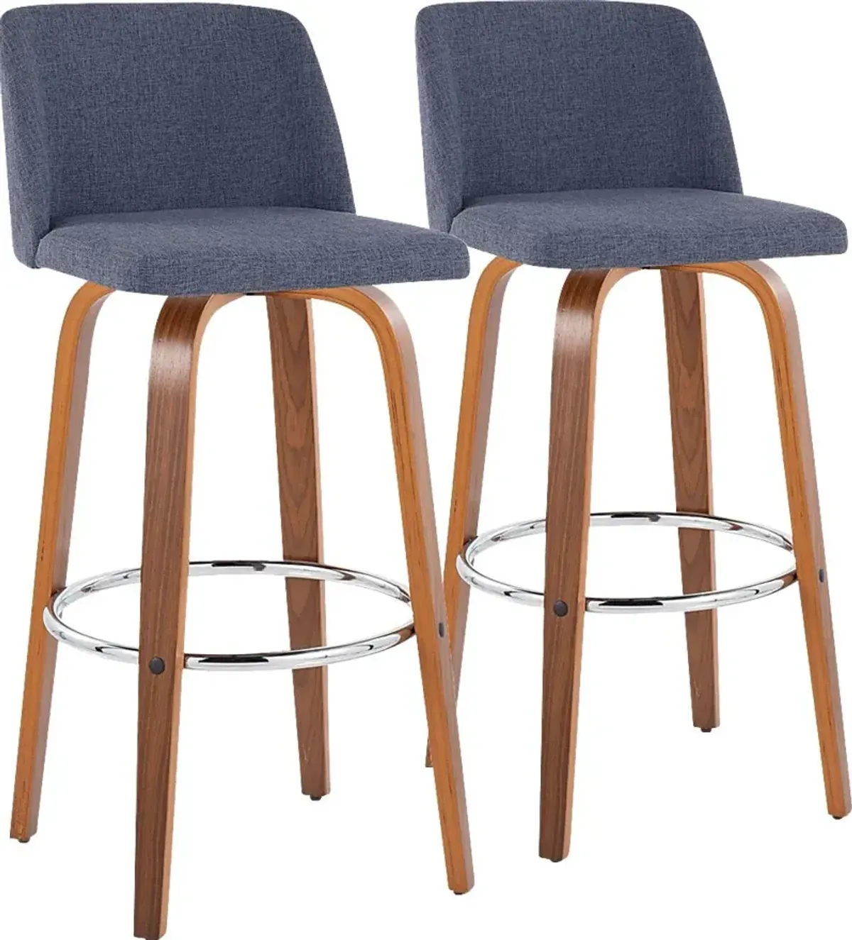 Wymering VI Blue Swivel Barstool, Set of 2