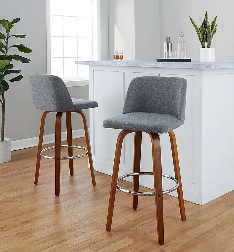 Wymering VI Light Gray Swivel Barstool, Set of 2