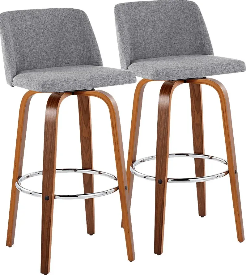 Wymering VI Light Gray Swivel Barstool, Set of 2