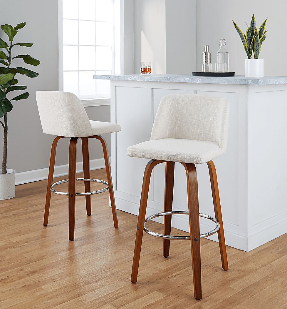 Wymering VI Cream Swivel Barstool, Set of 2