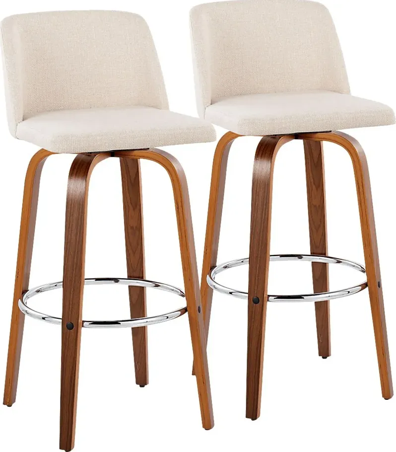 Wymering VI Cream Swivel Barstool, Set of 2