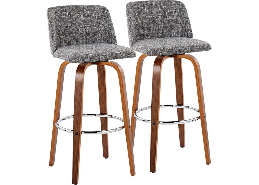 Wymering VI Gray Swivel Barstool, Set of 2