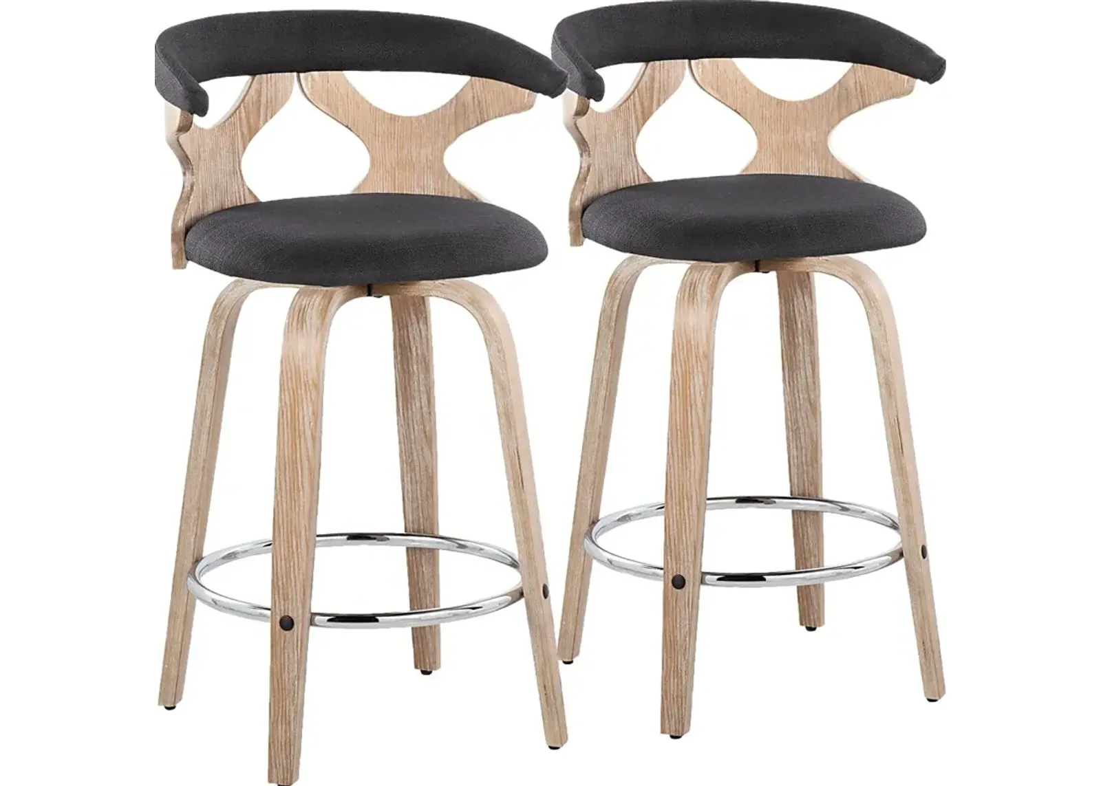 Wyndmoor II Charcoal Swivel Counter Height Stool, Set of 2