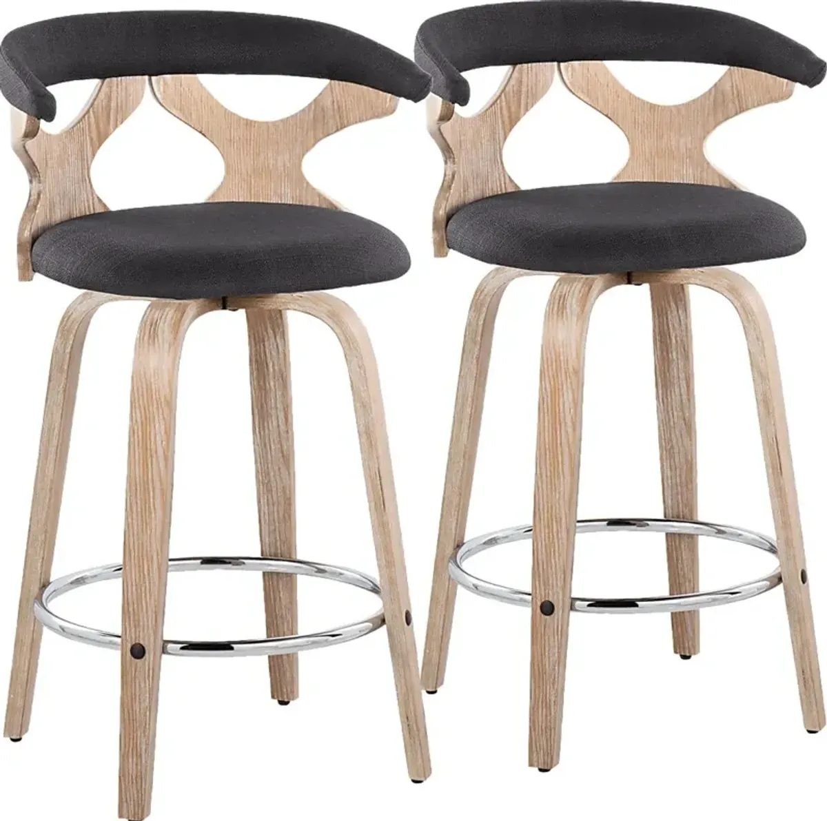 Wyndmoor II Charcoal Swivel Counter Height Stool, Set of 2