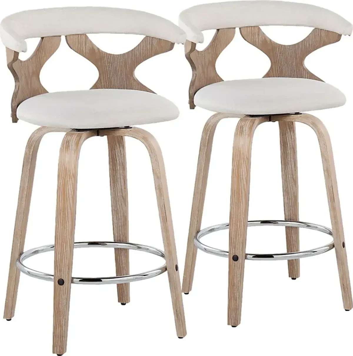 Wyndmoor II Cream Swivel Counter Height Stool, Set of 2