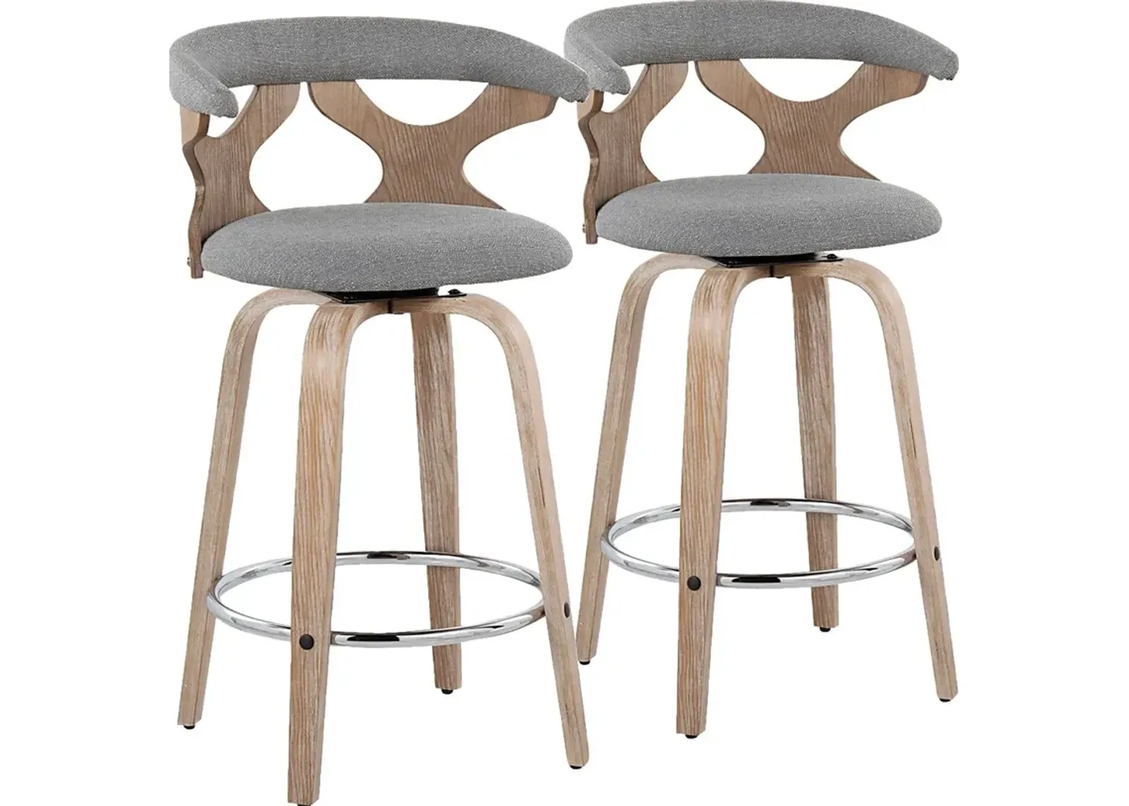 Wyndmoor II Gray Swivel Counter Height Stool, Set of 2