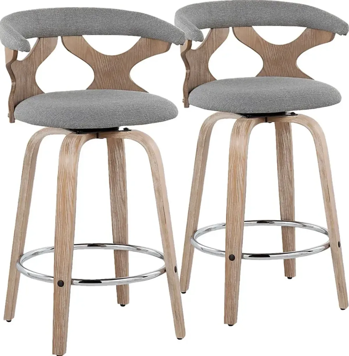 Wyndmoor II Gray Swivel Counter Height Stool, Set of 2