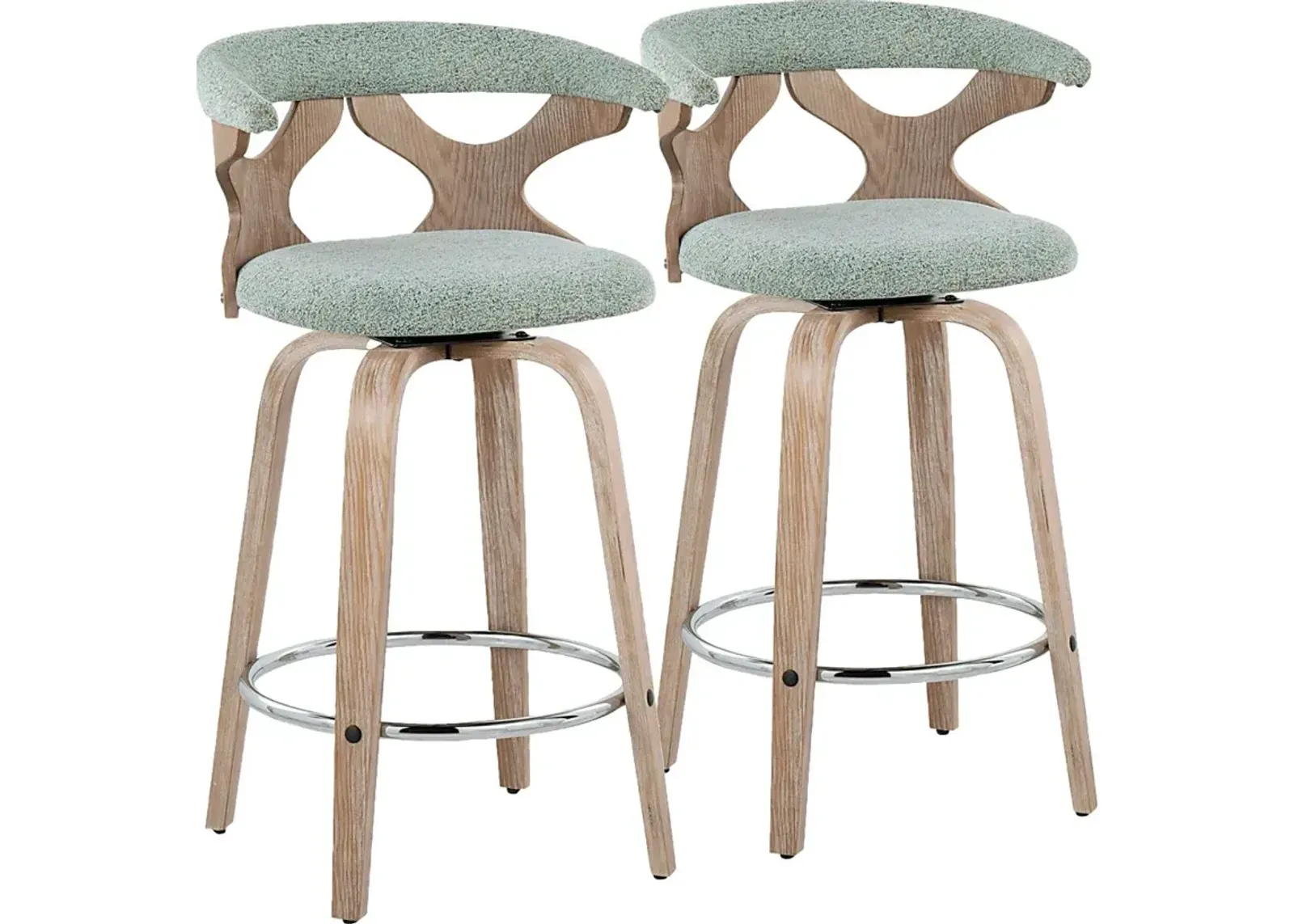 Wyndmoor II Seafoam Swivel Counter Height Stool, Set of 2