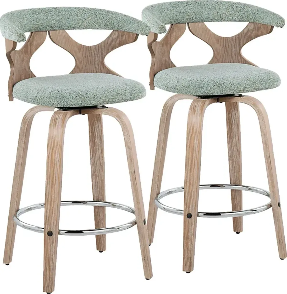 Wyndmoor II Seafoam Swivel Counter Height Stool, Set of 2