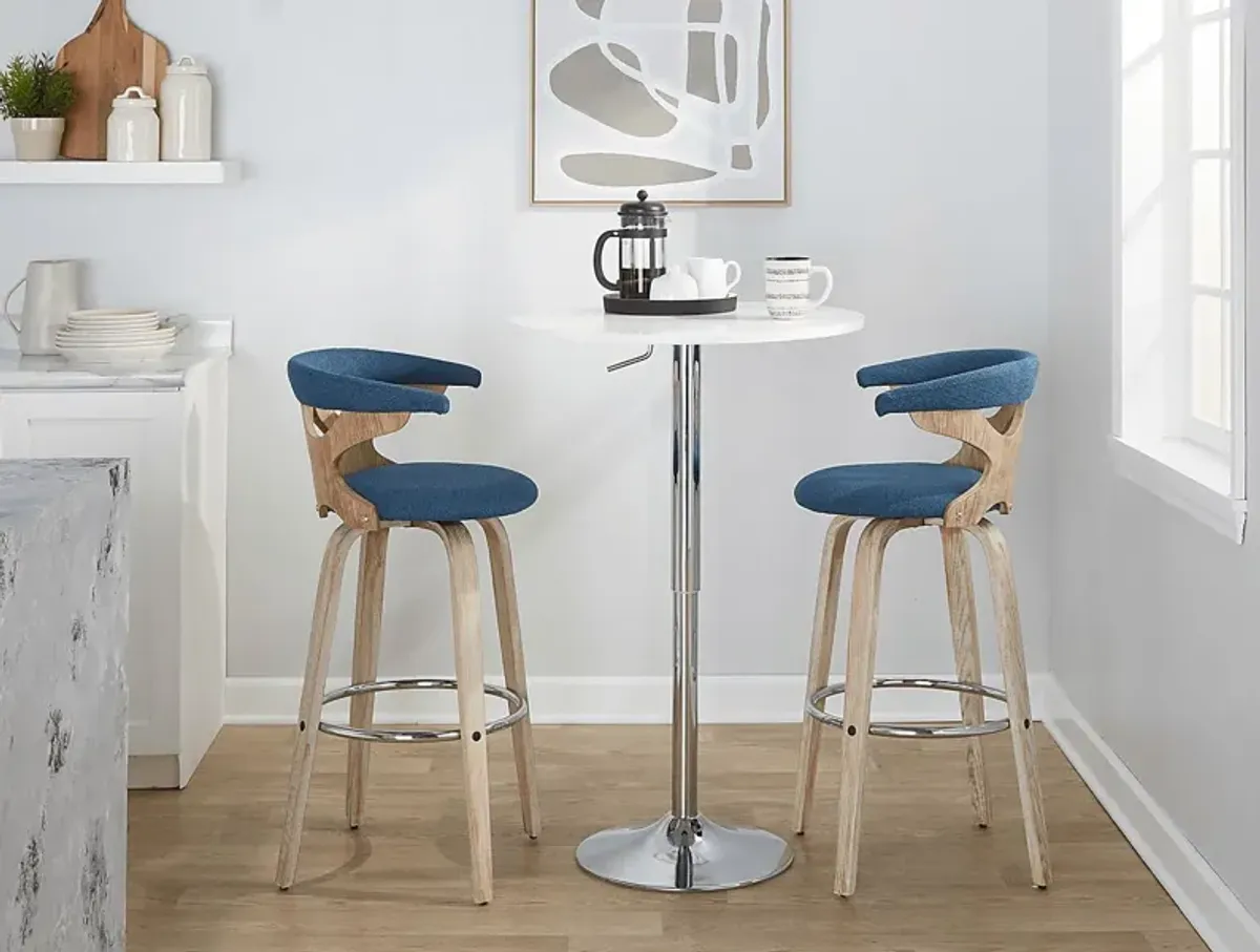 Wyndmoor II Blue Swivel Barstool, Set of 2