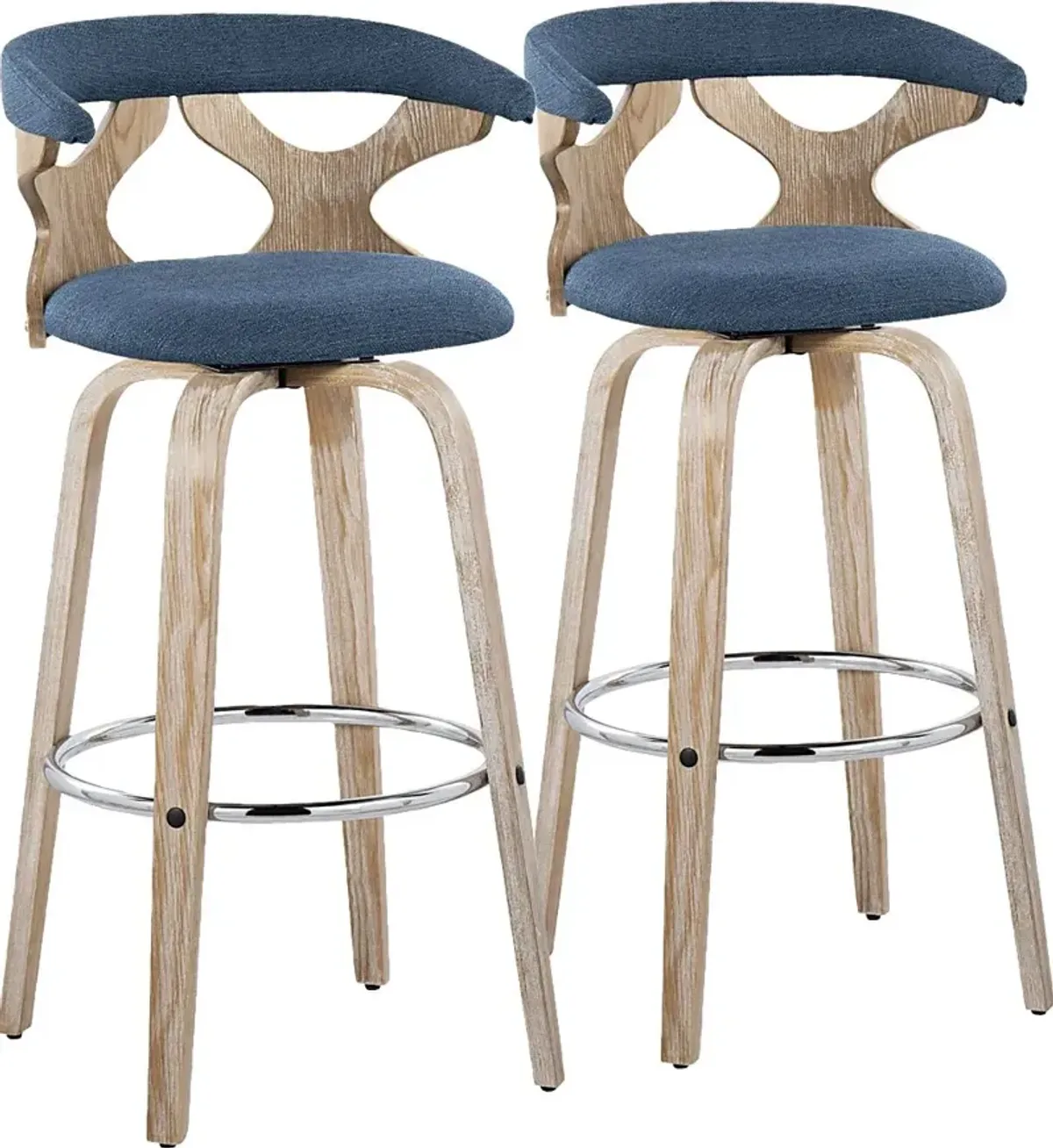 Wyndmoor II Blue Swivel Barstool, Set of 2