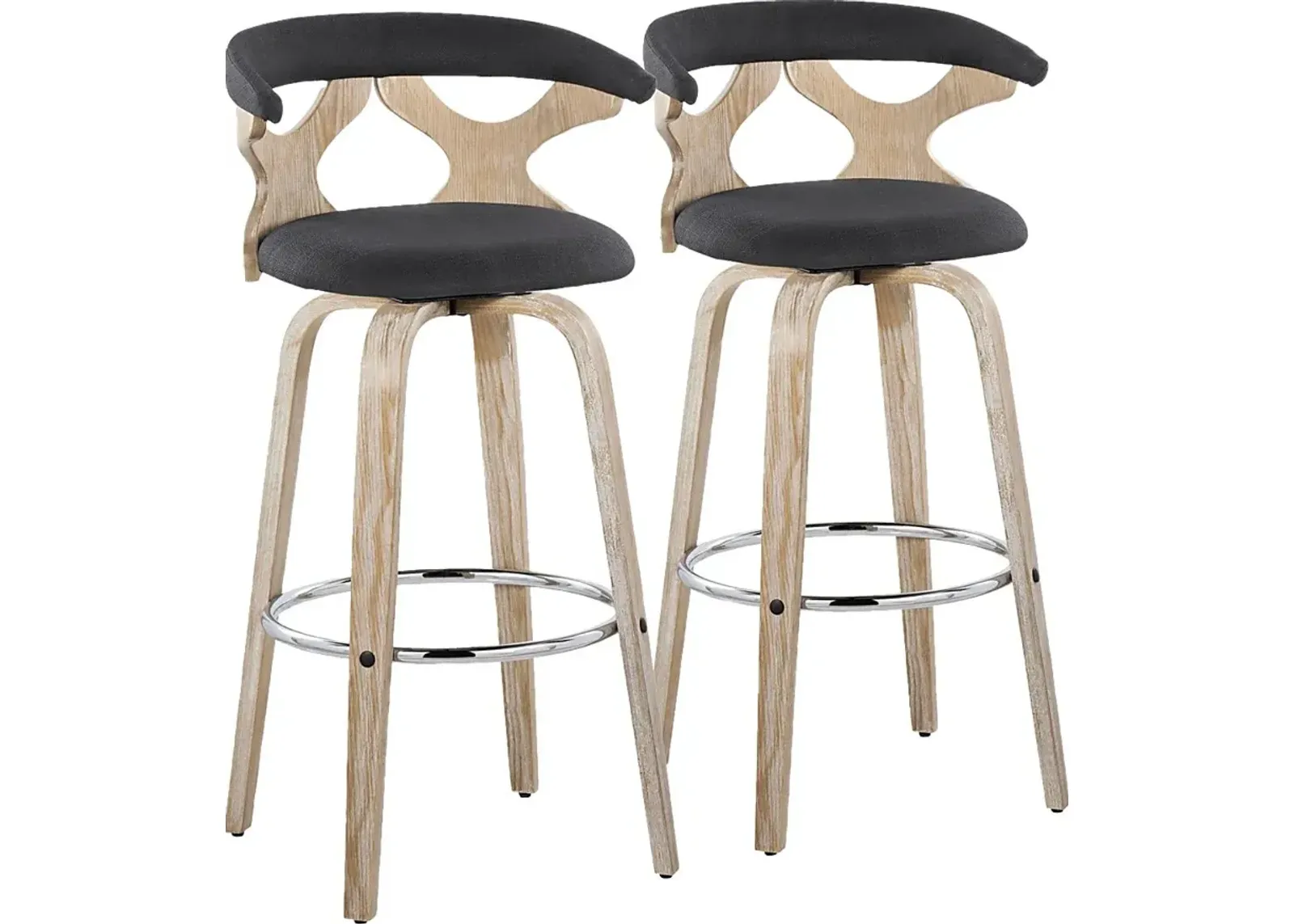 Wyndmoor II Charcoal Swivel Barstool, Set of 2