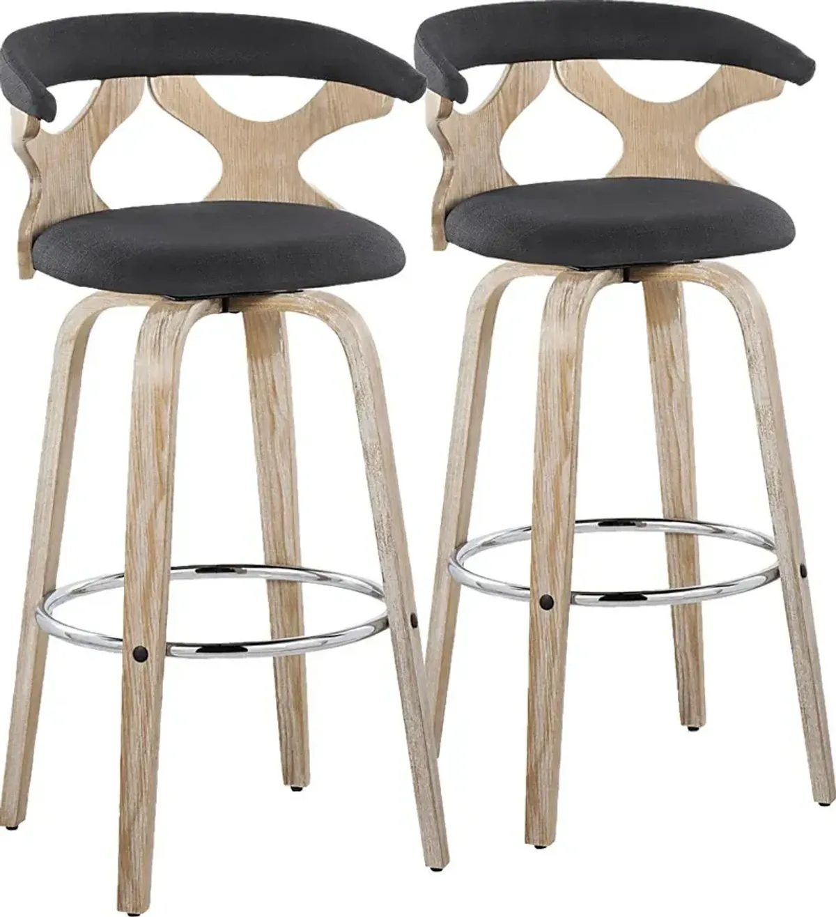 Wyndmoor II Charcoal Swivel Barstool, Set of 2