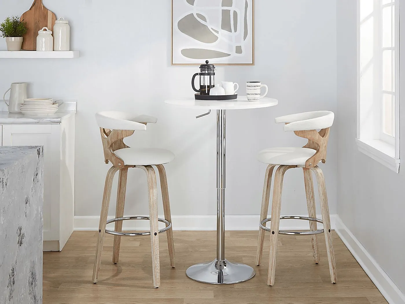 Wyndmoor II Cream Swivel Barstool, Set of 2