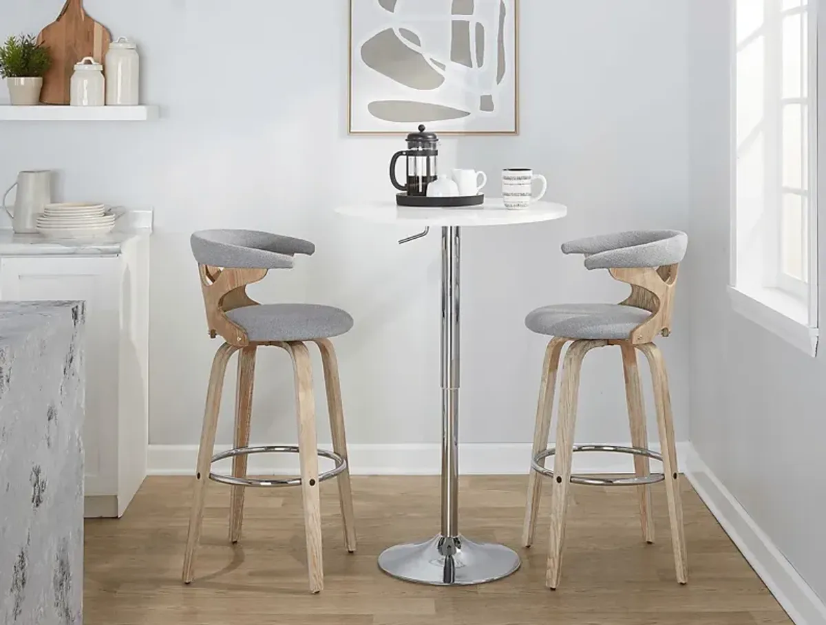 Wyndmoor II Light Gray Swivel Barstool, Set of 2