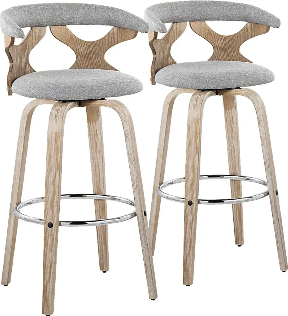 Wyndmoor II Light Gray Swivel Barstool, Set of 2