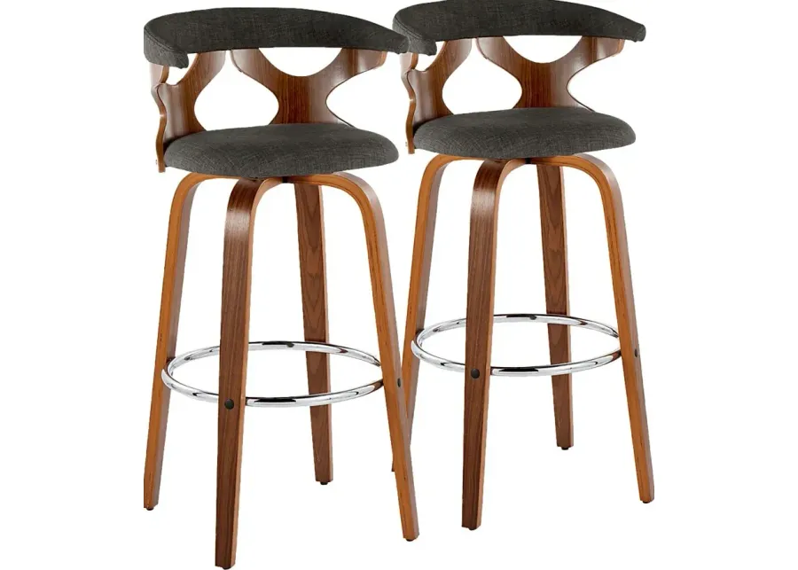 Wyndmoor III Charcoal Swivel Barstool, Set of 2